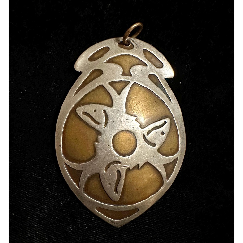 1910-20 Arts & Crafts Art Nouveau Copper,  Sterling Silver Pendant